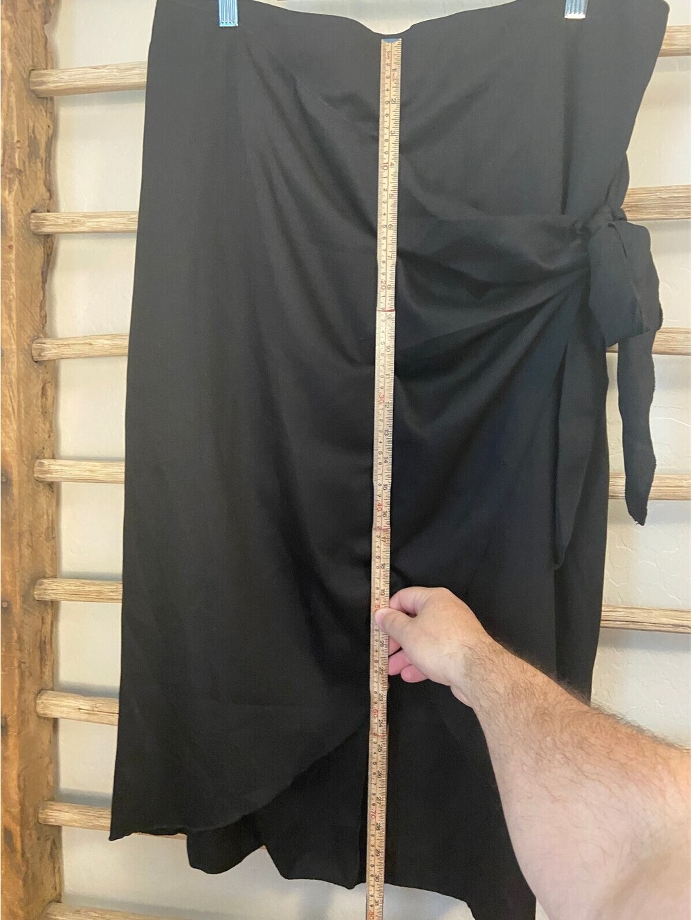 Black Wrap Midi Skirt with Side Tie, Size 2XL - Picture 3 of 7